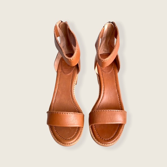 Frye Brielle Cognac Leather Chic Ankle Heel Sandal - Picture 9 of 16